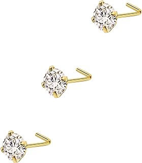 FANSING 3 Pieces 316L Surgical Steel Nose Studs L Shaped