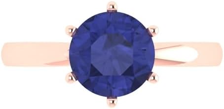 Clara Pucci 2Ct Round Cut Tanzanite Solitaire Engagement Ring in 14k Rose Gold for Her, Elegant Bridal/Wedding Promise Ring