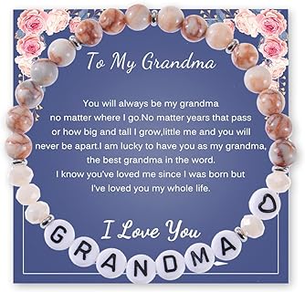 Beaded Grandma Bracelet with Rope and Bead Chains, Lobster Claw Clasp, Natural Stones and Acrylic Details for Mom, Stepmom, Grandma, Mother-in-Law | Earthy Design