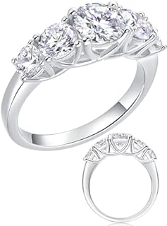 Moissanite Engagement Rings for Women Wedding Band 925 Sterling Silver with 18K White Gold Plated Hearts & Arrows Cut Lab Created Diamond Anniversary Promise Ring Gift for Her