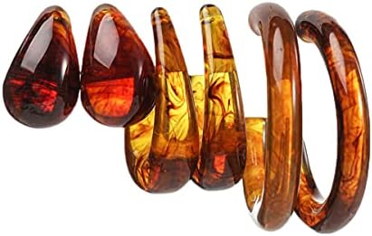 3Pairs Lightweight Minimalist Vintage Polished Teardrop Waterdrop C Shape Circle Round Cuff Acrylic Resin Hoop Earrings Colorful Thick Chunky Wide Thin Acetic Acid Earrinsg Set for Women Girl