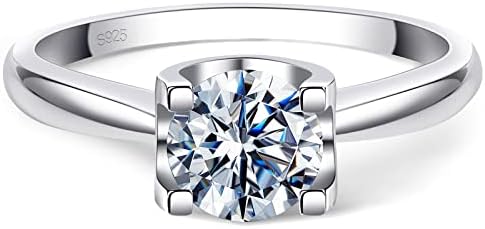 1/2CT Moissanite Engagement Rings for Women, D Color VVS1 Clarity Round Cut Lab-grown Diamond Ring, 18K White Gold Plated 925 Sterling Silver, Promise Rings for Her Wedding Bands for Women