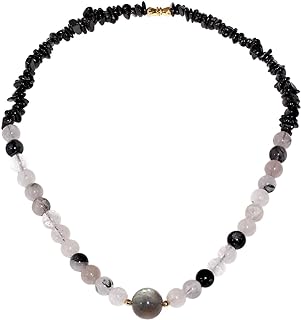 Black Rutilated Quartz/Moonstone/Black Tourmaline Necklace Crystal Chips Necklaces for Women Trendy Protection Jewelry Spiritual Choker