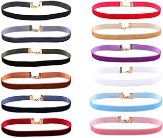 Velvet Choker Necklace Set for Women Girls Colorful Gothic Flannel Chokers Clavicle Chain Necklace Teen Jewelry 12Pcs Set