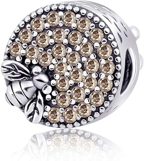 Bee Collecting Honey Honeycomb Dangle Charm 925 Sterling Silver Beads Fit for 3mm Pandora Charm Bracelet