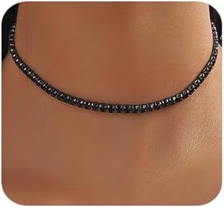 Sparkly Rhinestone Tennis Necklace Crystal Rhinestone Choker Necklace Simple Rhinestone Tennis Choker Necklace Dainty Rhinestone Tennis Necklace for Brides Bridesmaid