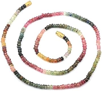 Sophisticated AAA+ Multi Tourmaline Bead Necklace with Sturdy Ball Chain for Her, Beautiful Watermelon Shaped Design, Ideal Gift for Jewelry Lovers