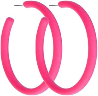 Pink Hoop Earrings Retro Neon Pink Earrings Acrylic Large Hoop Earrings 80s 90s Earrings for Women Colorful Big Hoop Statement Earring Hot Pink Lightweight Earrings for 80s Party Accessories