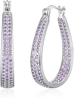 CiNily 925 Sterling Silver Post Hoop Earrings for Women Gilrs Multcolors Cubic Zircon Hoops 14K Gold Plated Oval Chunky Hoop Earrings Jewelry Gift for Mothers Day/July 4th/Wedding/Party/Christmas