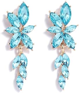 Elegant Rhinestone Dangle Earrings Marquise Crystal Wedding Bridal Earrings for Brides Bridemaids Formal Prom Statement Drop Earrings for Women Girls