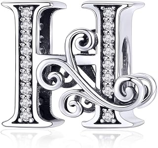 Eternalll Jewellery - Spacer Beads Authentic 925 Sterling Silver Charms Vintage A-Z Letter Alphabet Charms Fit Pandora Bead Bracelets & Women Original Charm DIY Jewelry