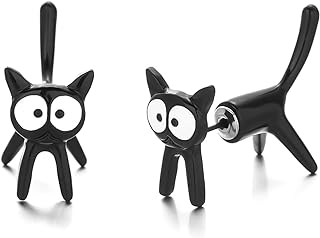 Cute Cat Stud Earring for Women Unique Black White Cat Stud Earrings for Women Girls Cat Noir Fun Earrings For Car Lover