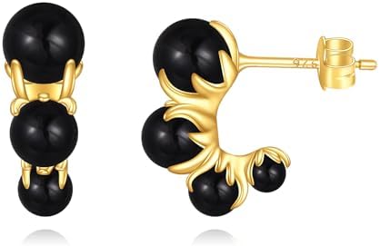 POPLYKE Yellow Gold Plated Western West Round Beaded Earrings Sterling Silver Trendy Hoop Earrings Boho Jewelry for Women