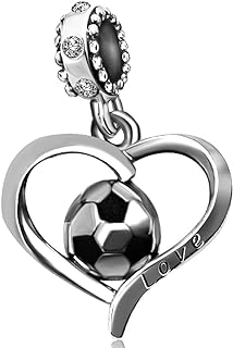JMQJewelry Football Charm Soccer FIFA World Cup Sport Heart Birthstone Charms for Bracelets Father Daughter Brother Son Jewelry