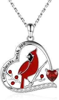 Red Cardinal Necklace 925 Sterling Silver I am Always With You Memorial Pendant Jewelry Gifts for Women