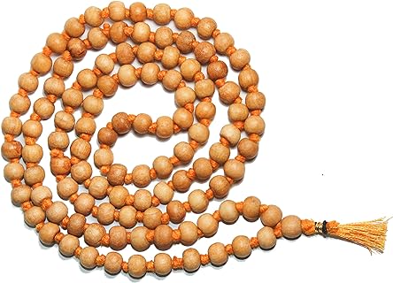 8MM TULSI HOLY BASIL PRAYER BEADS JAPA MALA NECKLACE HAND KNOTTED. KARMA (108+1) BEADS. BLESSED & ENERGIZED HINDU TIBETAN BUDDHIST SUBHA ROSARY