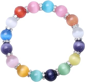 Korean Crystal Beaded Bracelet with Lobster Claw Clasp for Stylish Women - Multicolored Opal Cat Eye Design