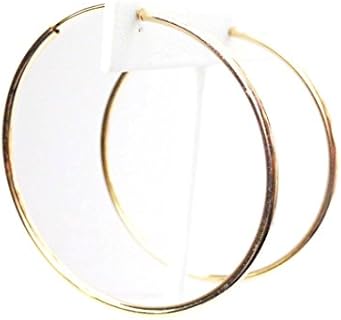 Clip-on Earrings Gold Tone Hoop Earrings Simple Thin 2.25 inch Hoop