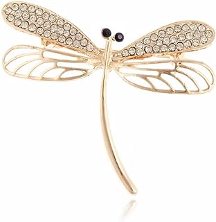 Dainty Dragonfly Brooch Pin for Women Girls Crystal Rhinestone Lapel Pins Corsage Jackets Badge Dress Scarves Shawl Clip Brooches Pins Fashion Party Prom Costume Accessorices Jewelry Gifts Wedding