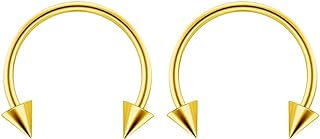 2pc Surgical Stainless Steel Horseshoe Hoop 4mm Spike Circular Barbells Earrings Cartilage Helix Septum Nose Lip Rings Spike (choose Color, Gauge, Diameter)