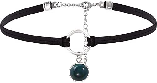 Chic Sacina O Ring Crystal Choker with Rope or French Rope Chain for Women, Perfect for Gothic & Boho Styles