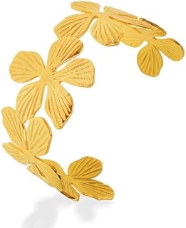 Captivating Stainless Steel Flower Cuff Bracelet for Women and Girls, Chic and Durable