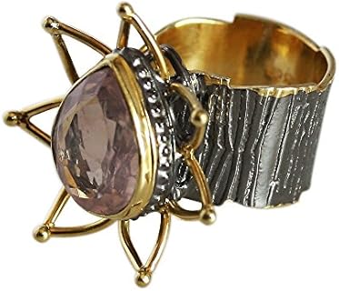 Rose Quartz Sterling Silver Engagement Ring for Women with Elegant Design