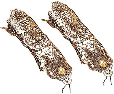 Gothic Black Lace Bracelet Steampunk Slave Wristband Ring Sexy Halloween Wedding Accessories