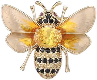 Rhinestone Bee Brooch Pin for Women Girls Fashion Cute Yellow Black Crystal Honeybee Bumblebee Animal Insect Brooches Lapel Pins Dainty Dress Accessories Wedding Christmas Birthday Jewelry Gift