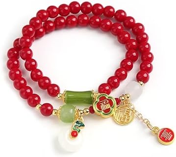 New Year Lucky Dragon Bracelets FU Character Beads Strand Bracelet The Chinese Zodiac Animal Symbolizing Wealth And Good Fortune Adjustable Bead bracelet Blessing Jewelry