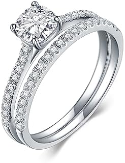 1.0 ct Cushion Cut Engagement Wedding Ring Set, Classic Halo Moissanite Bridal Set Engagement Rings For Women 925 Sterling Silver Promise Wedding Ring