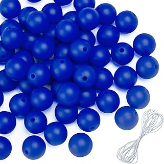 60Pcs Silicone Beads,12mm Sapphire Silicone Beads for Keychain Making,Necklace Bracelet Silicone Round Beads for Lanyards Jewelry Making DIY Crafts Making