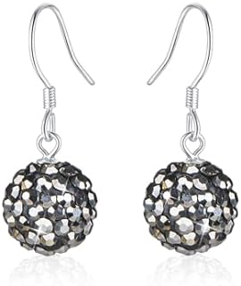Unisex Sterling Silver Crystal Ball Earrings with Push Back Clasp - Dazzling Rhinestone Design for All Occasions