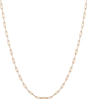 PROSILVER 925 Sterling Silver Paperclip Necklace with Lobster-Claw Clasp & Link Chain Design, Gold/Rose Gold Plated, Adjustable Length for Woman - Unique Trend-Setting Fashion Accessory