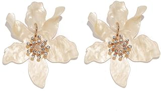 Boho Stud Earrings for Women - Chic Flower Statement Earrings with Gold Flower Bud, Great for Sister, Mom, Lover and Friends