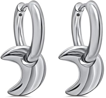 Removable Charm 2-in-1 Drop Dangle 18K Gold Plated Lightweight Hoops, Gold Hoop Earrings for Women, Waterproof Hypoallergenic Stainless Steel Hoop Earrings, Cool Jewelry Gifts for Teen Girls, Heart, Moon, Star.