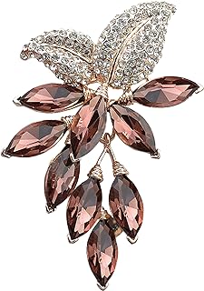 Safety Pin Clasp, Grape Brooch, Created-Amethyst, for Women, Grape Design - Gyn&Joy Women's Gold Tone Crystal Rhinestones Pin