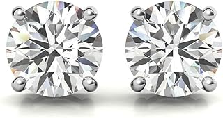 1/2 to 2 Carat Lab Grown Diamond Stud Earrings IGI Certified (E-F, VS), Solitaire Diamond Earrings Studs for Women, 14k Gold 4-Prong Basket setting Push Back
