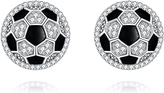 925 Sterling Silver Basketball Stud Earrings with Cubic Zirconia & Lever Back for Women and Girls - Sport Jewelry Birthday Gift