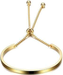 Jude Jewelers Stainless Steel Classic Plain Adjustable Size Cuff Style Bangle Bracelet