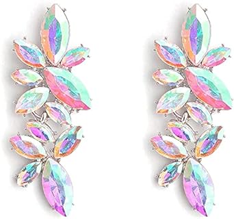 ASTRUE Rhinestone Iridescent Earrings,Candy Color Dangle Drop Earrings for Girls or Women in Party Office Gift Fashion Accessory