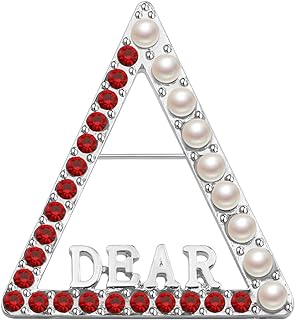 Chic Stainless-Steel Triangle Brooch Pin with 'Dear' Design for Sorority Sisters, Greek Sorority Line-Sister Gift Jewelry