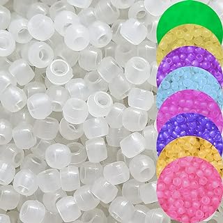 INSPIRELLE Glow-in-the-dark UV Bracelet Beads in Acrylic, 700pcs Luminous Pony Beads for Jewelry Making - Round Design