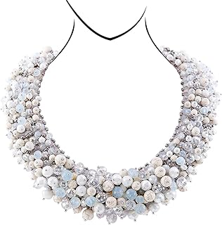 HAHA&TOTO Bohemian Crystal Necklace for Women Luxury Statement Beaded Chunky Collar Necklace Costume Jewelry