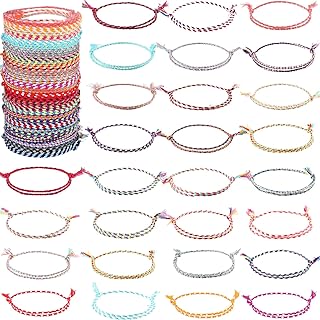 Hicarer 30 Pieces Adjustable Woven Anklets Bracelets Bohemian Braided Rope Bracelets Waterproof Wax Coated Anklets for Women (Fresh Color)