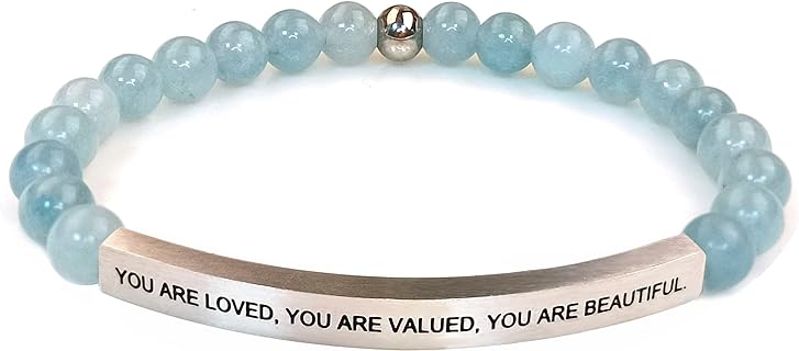 Faith Love Hope Inspirational Messages Engraved Stainless Steel Bar Beads Bracelets,Gifts for Women Men Girls Boys Mother Daughter Friends,Birthday Present.