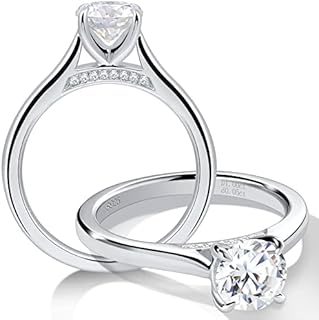 Moissanite Solitaire Engagement Ring for Women 925 Sterling Silver Rings 1 Carat D Color Lab Created Simulated Diamond Promise Wedding Ring for Her
