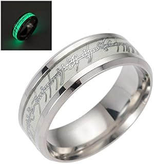 Stainless Steel Glow in the Dark Wedding Rings, Comfort-fit Band for Men, Women or Couples, Traditional Design, No Gemstone, Ideal for Tolkien Fans, Versatile Use, by Ginger Lyne