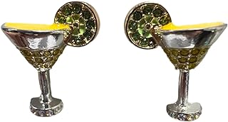 Gold-Tone Martini Glass Stud Earrings by Betsey Johnson - Mixed Metal & Enamel with Push-Back Design - Fun & Chic Jewelry Gift for Women