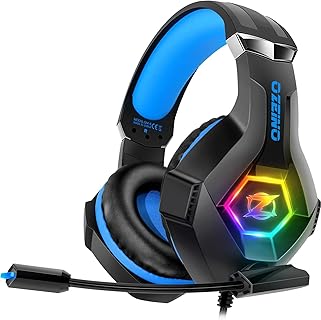 Ozeino Gamer Headset mit Mikrofon und 3D Surround Sound, Rauschunterdrückung und RGB-Leuchten, ideal für PS4, PS5 und PC-Gaming-Sessions